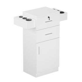 [Same code 89922933]Barbershop Salon Locker / Hair Dryer Rack Drawer with Lock White
