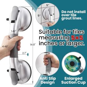 Grab Bars for Bathtubs and Showers,2 Pack Shower Handles for Elderly Suction,Maximum 330lbs,Shower Bar with Upgraded Rubber Suction Cups