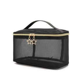 2pcs Versatile Hanging Toiletry Bag Double-Layer Carrying Case Alphabet Style Makeup Bag Black Floral Makeup Bag Portable Cosmetic Bag For Girls (Option: 1pcs)